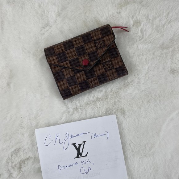 Louis Vuitton Handbags - Louis Vuitton Damier Ebene Victorine Wallet Red